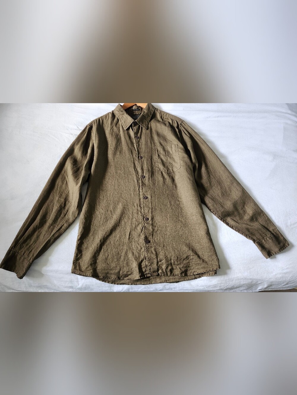 Guess Linen Brown Button-Down Shirt